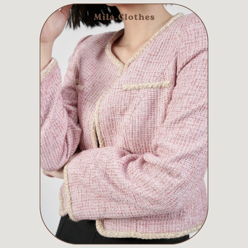 áo khoác dạ tweed hồng